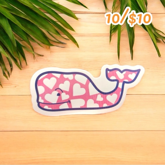 Pink Heart Whale Sticker – Approx. 2 3/4” - Picture 1 of 1